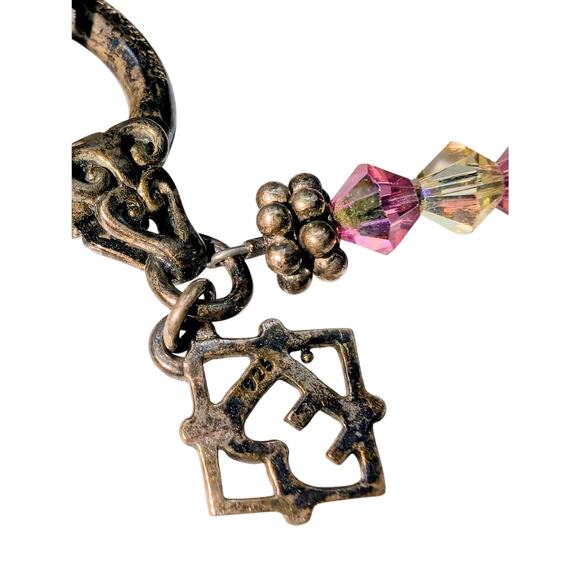 Elise Ryan 925 Sterling Silver Pink Clear Bicone Crystal Bead 18" Necklace - Picture 4 of 9